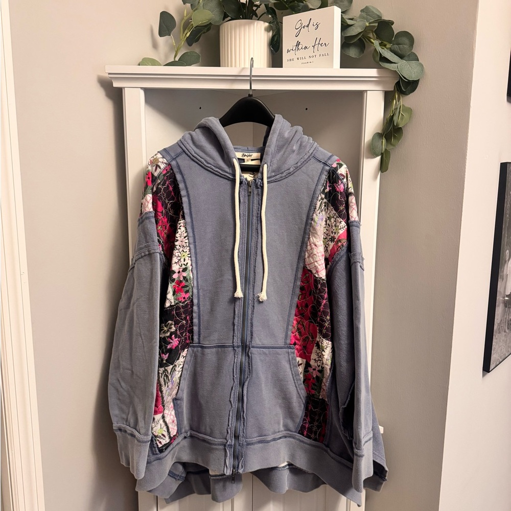 Velvet Blue patchwork Hoodie